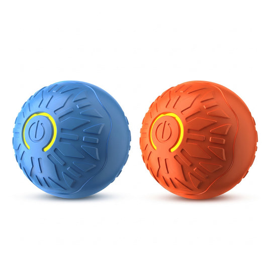Electric jumping dog ball with tread shell in blue and orange