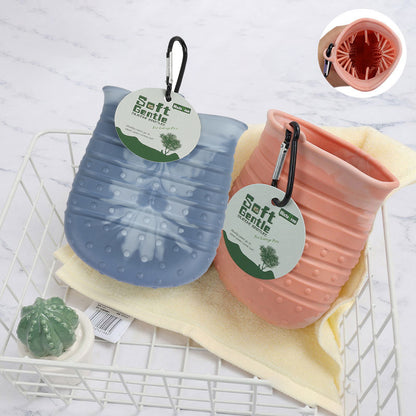 2-in-1 dog paw cleaner cup with silicone brush