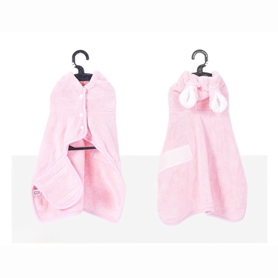 Pink hooded dog drying robe