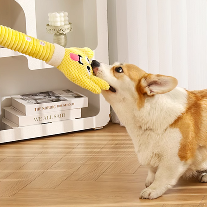 Plush Palm Dog Toy with Squeaker