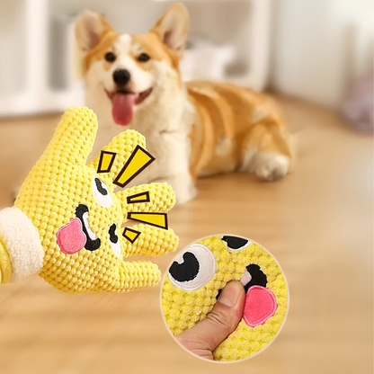 Plush Palm Dog Toy with Squeaker