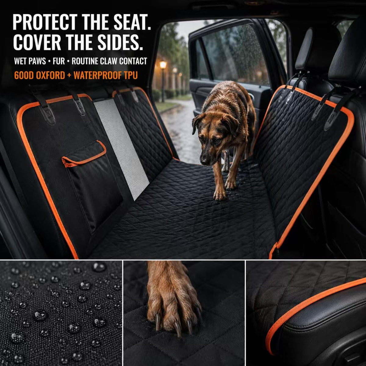 Dog car seat cover side flaps
