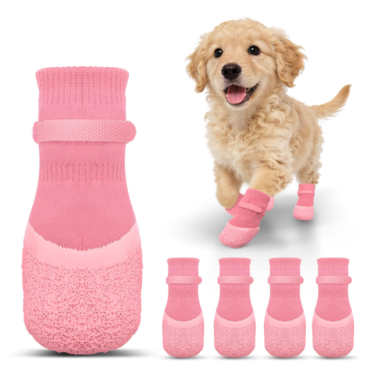 Pink anti-slip dog socks