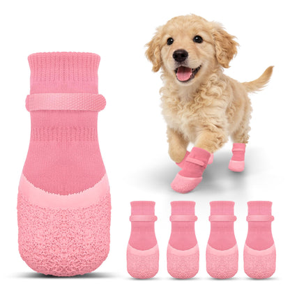 Pink anti-slip dog socks