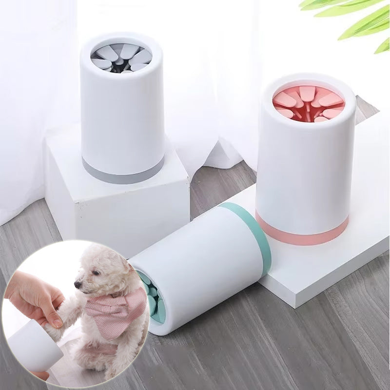 Dog paw cleaner cup with soft silicone bristles