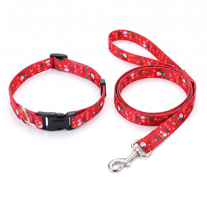 Red Christmas dog collar and matching lead