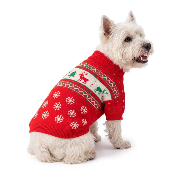 Christmas dog jumper Fair Isle Reindeer design on a West Highland Terrier