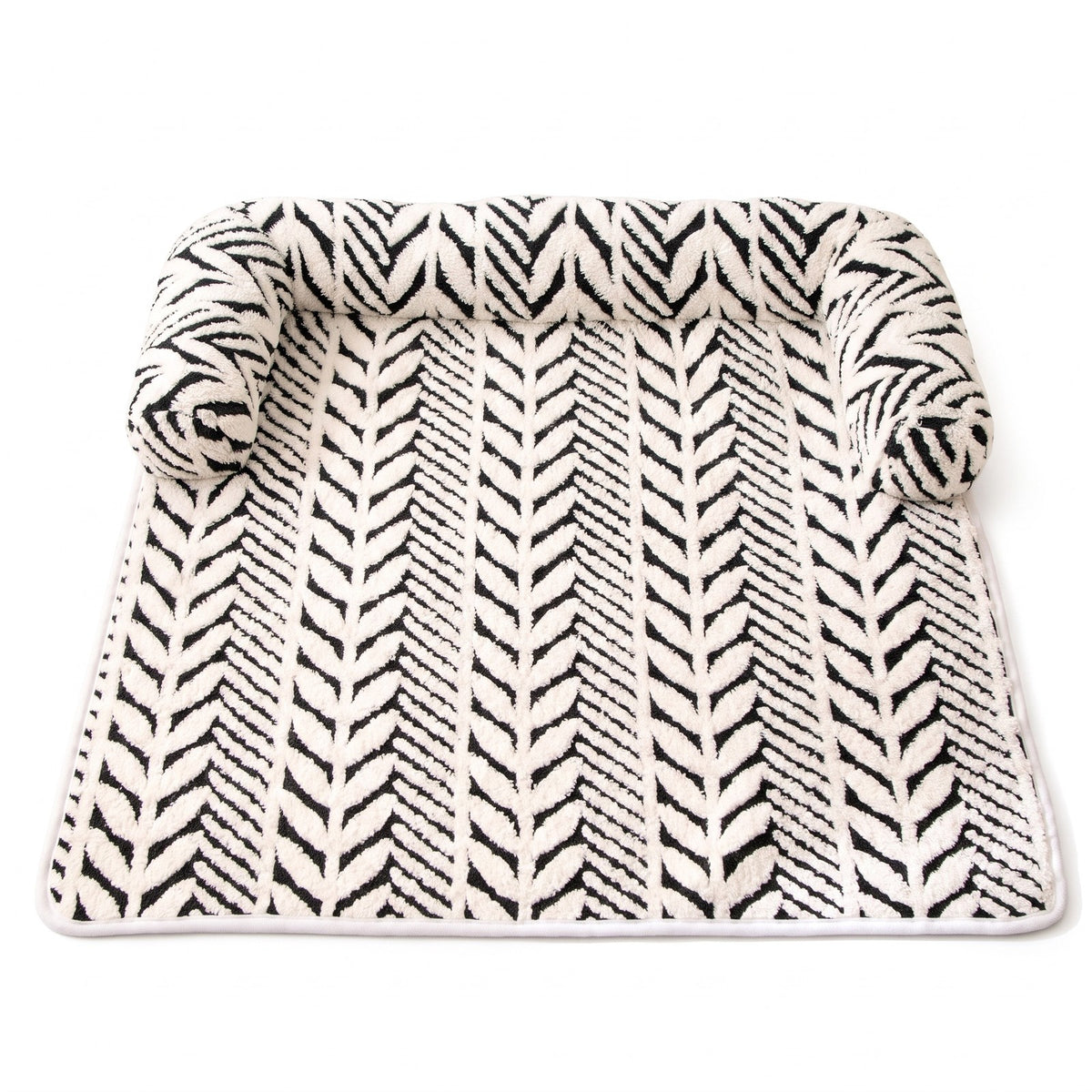 Monochrome dog bed mat on a white background