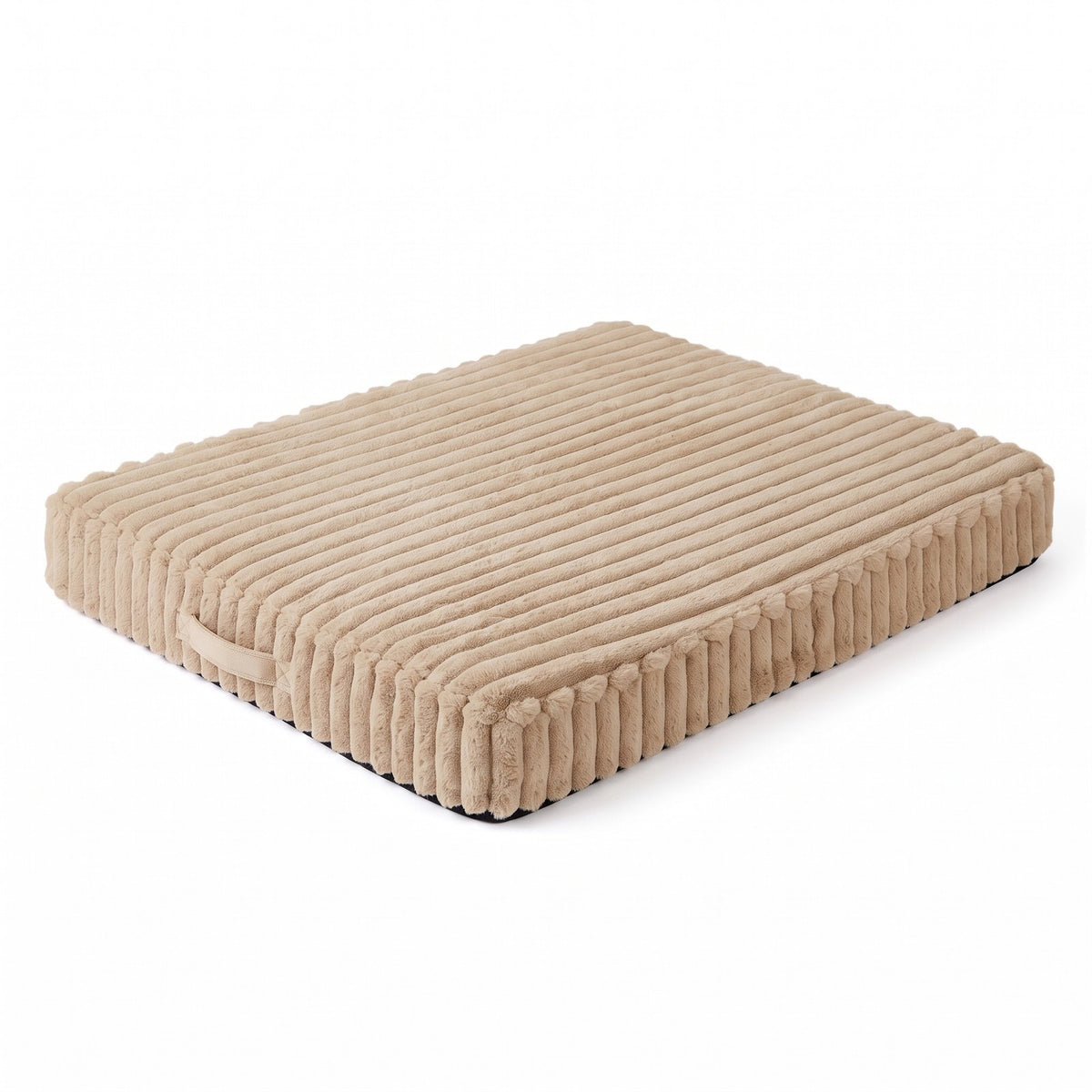 Beige dog crate mat on a white background