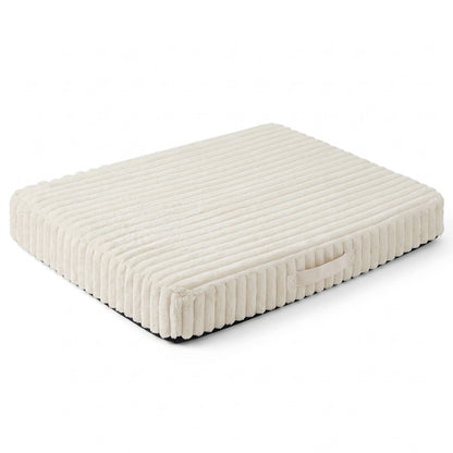 Cream dog crate mat on a white background