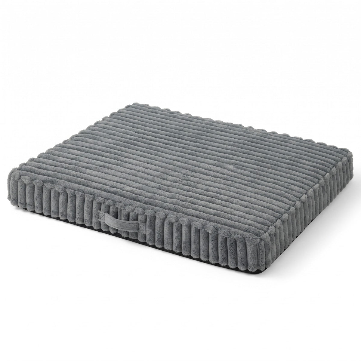 Grey dog crate mat on a white background