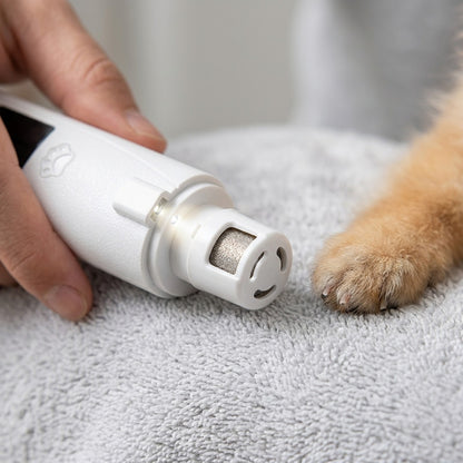 Grinder end of the 2 in 1 dog nail clippers with port cap and LED