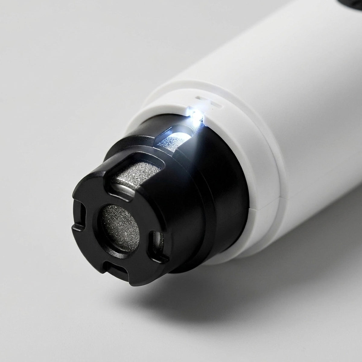 Close up of the dog nail grinder guard with ports and LED light