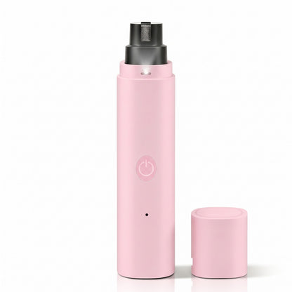 Pink dog nail grinder with LED light and protective cap