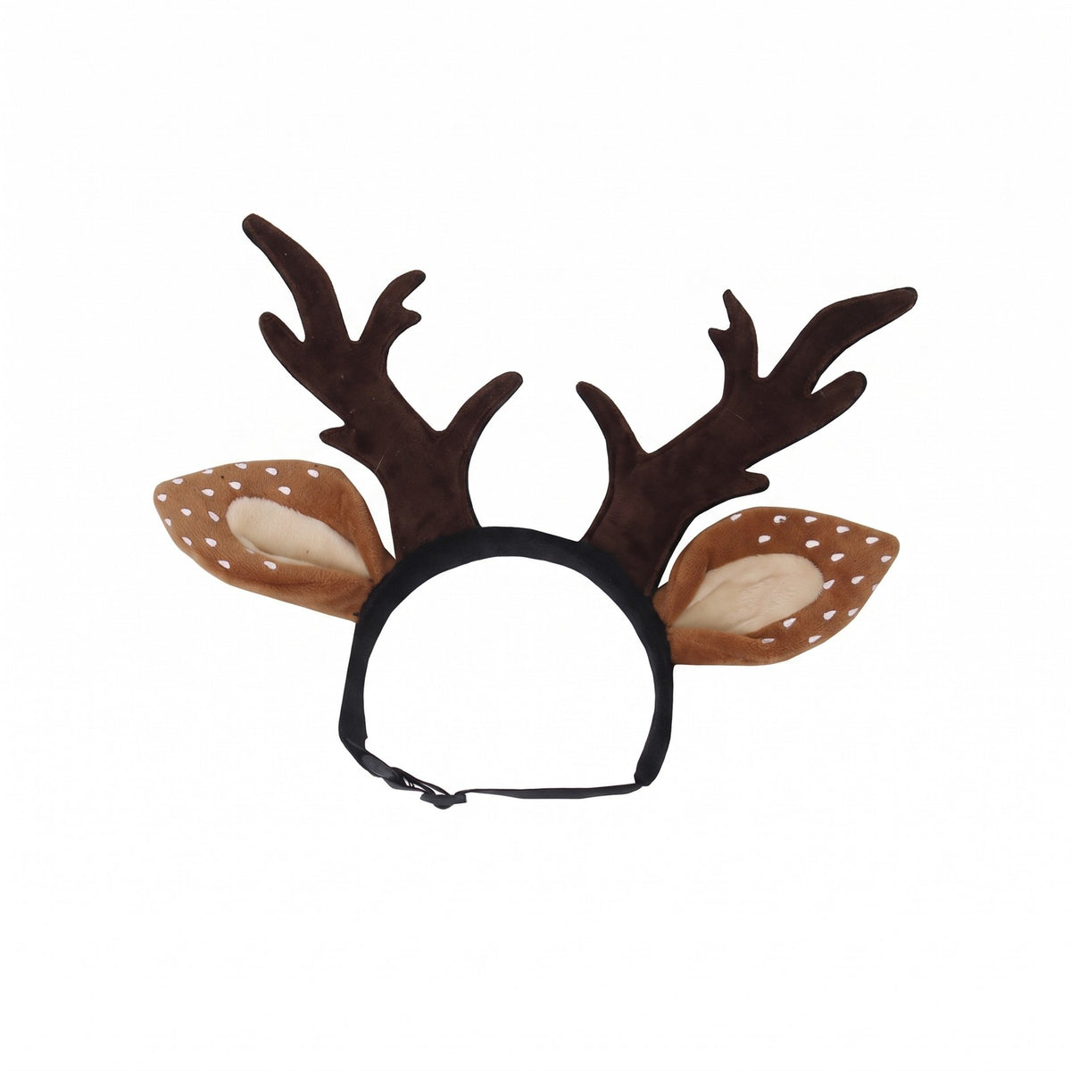 Dog reindeer antlers headband with brown plush antlers and fawn ears