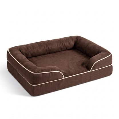 Chocolate dog sofa bed on a white background