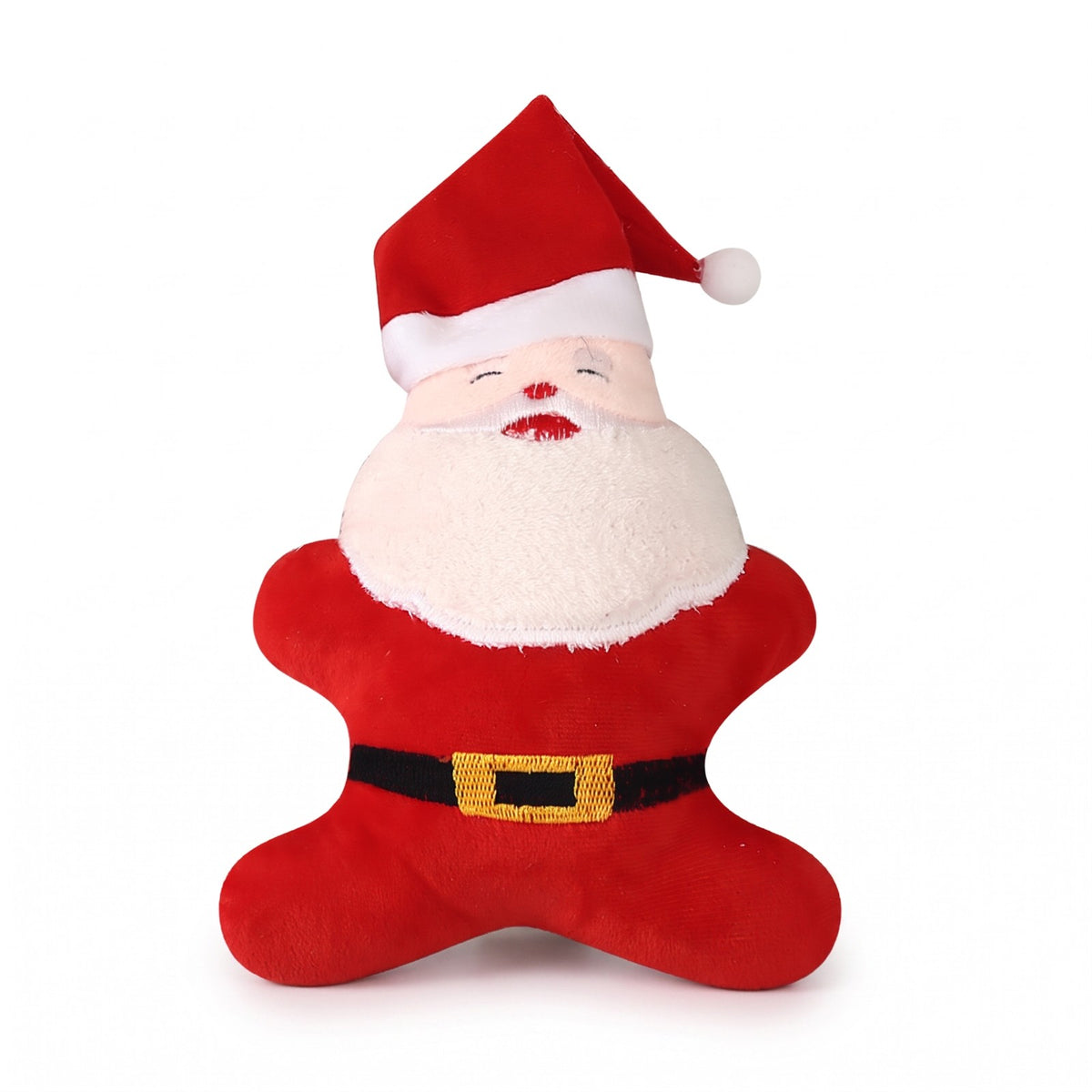 Santa Christmas squeaky plush dog toy with fluffy beard