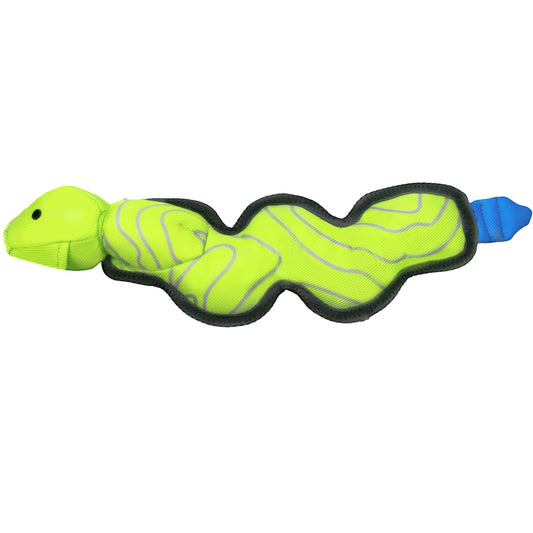 Flying Animals slingshot fetch dog toy, green rattlesnake
