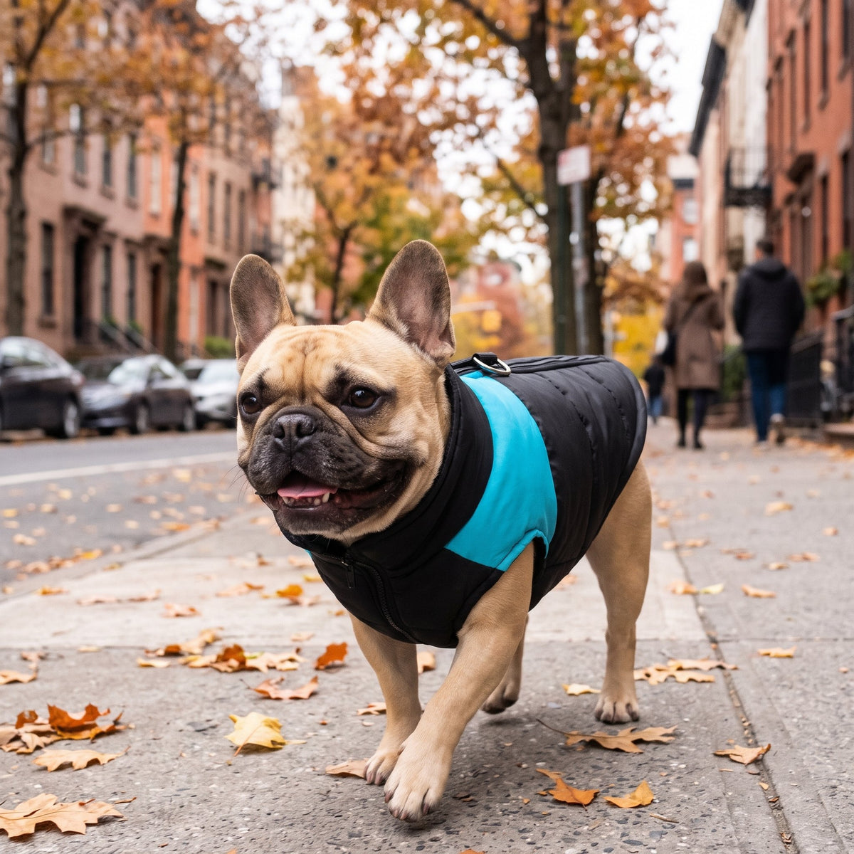 Padded Dog Gilet with Back Zip in use outdoors