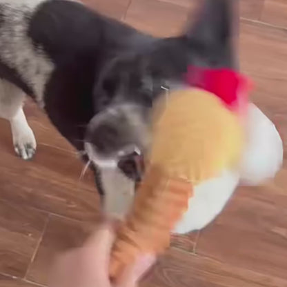 Googly-Eyed Chicken - Interactive Squeaky Plush Dog Toy