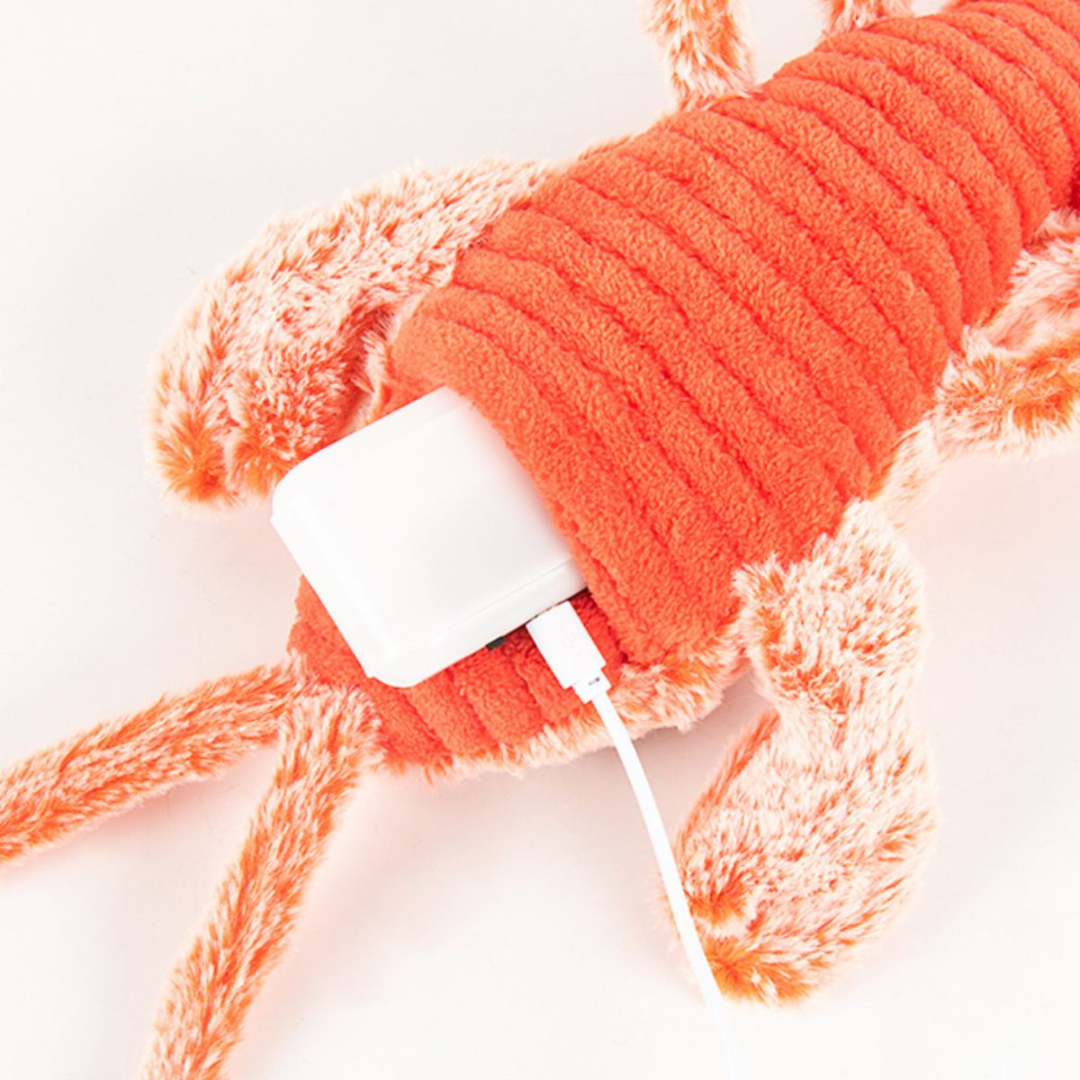 Floppy lobster rechargeable dog toy