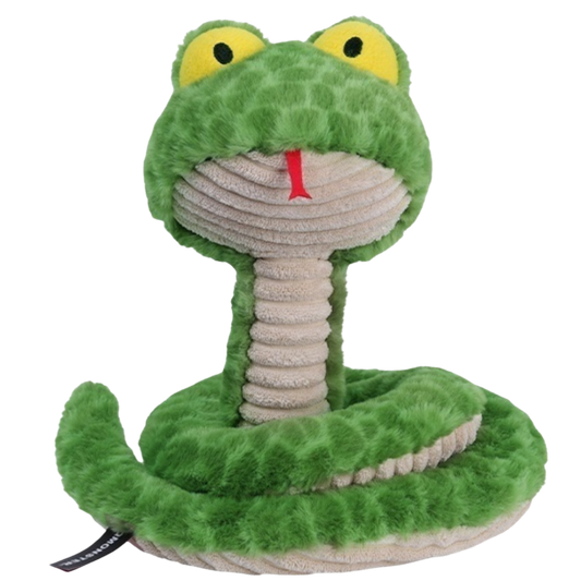 Silly Snake squeaky plush dog toy, green