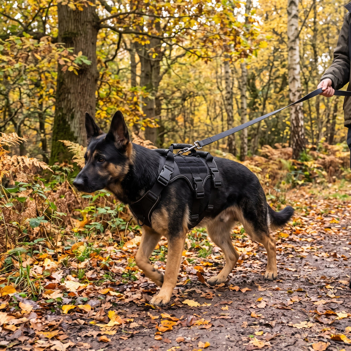 Tactical Dog Harness with Handles in use outdoors