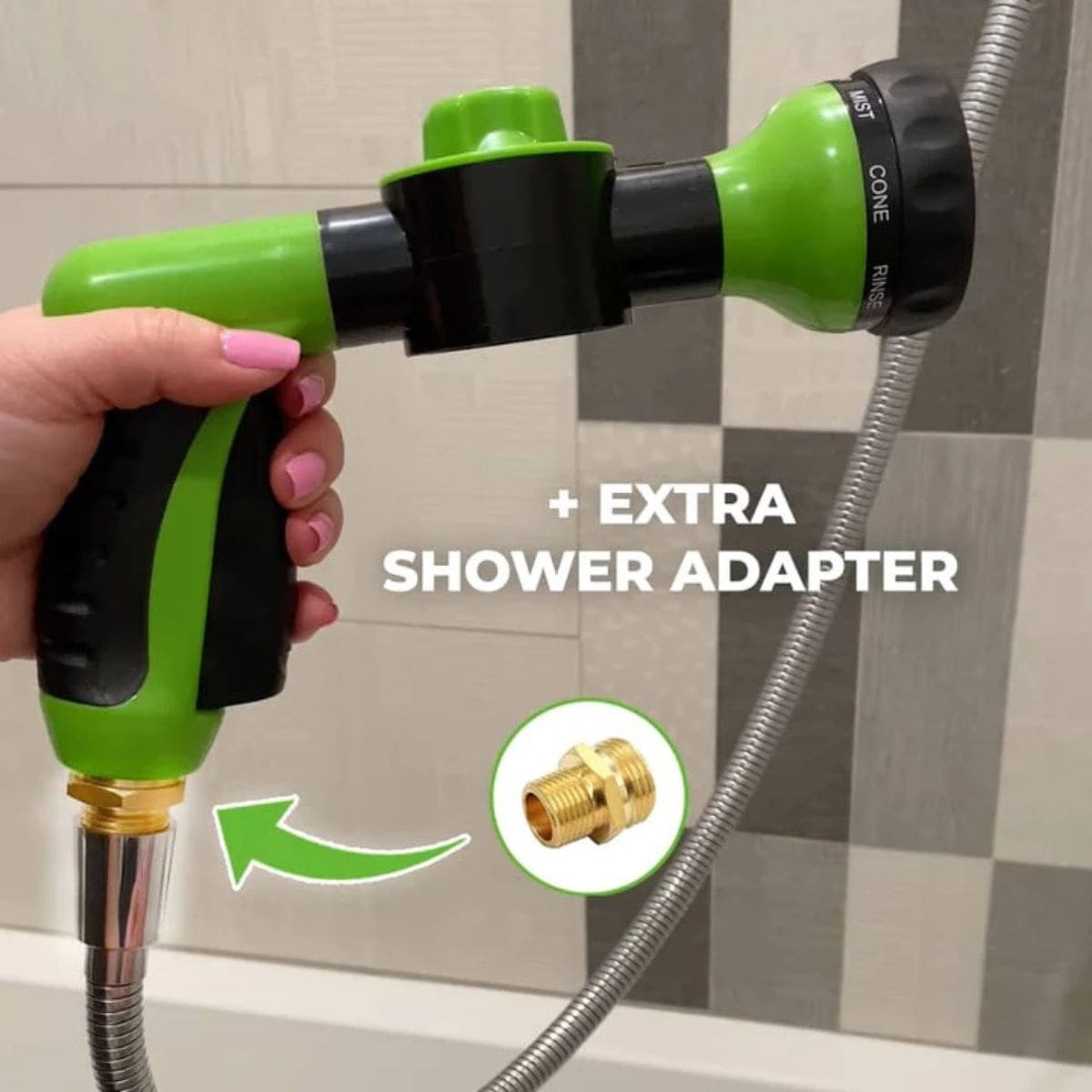 Doggo jet comes with extra shower adapter 